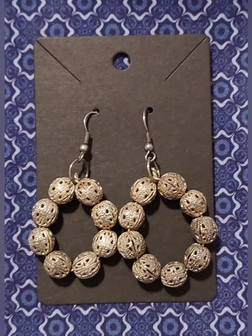 Handmade Gold Bead Hoop Earrings